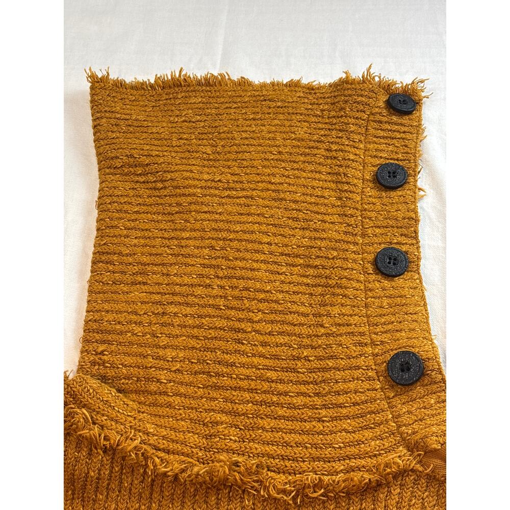 Free People On My Side Sweater Size SM Oversized Chunky Mustard Brown Pre-Owned